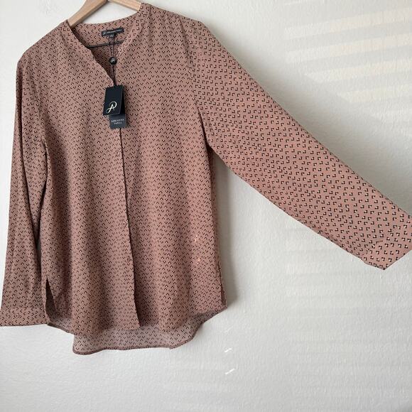 NWT Adrianna Papell Women Pink Tunic Blouse Longsleeve Work Going Out Size Large - Picture 2 of 10